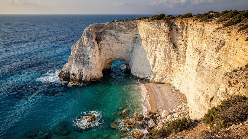 Dramatic limestone cliffs along puglia's adriatic coast