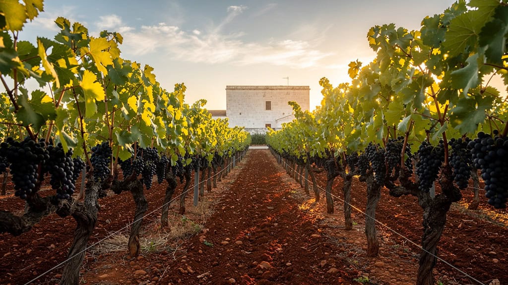 Vineyard in valle d'itria with ripe grapes